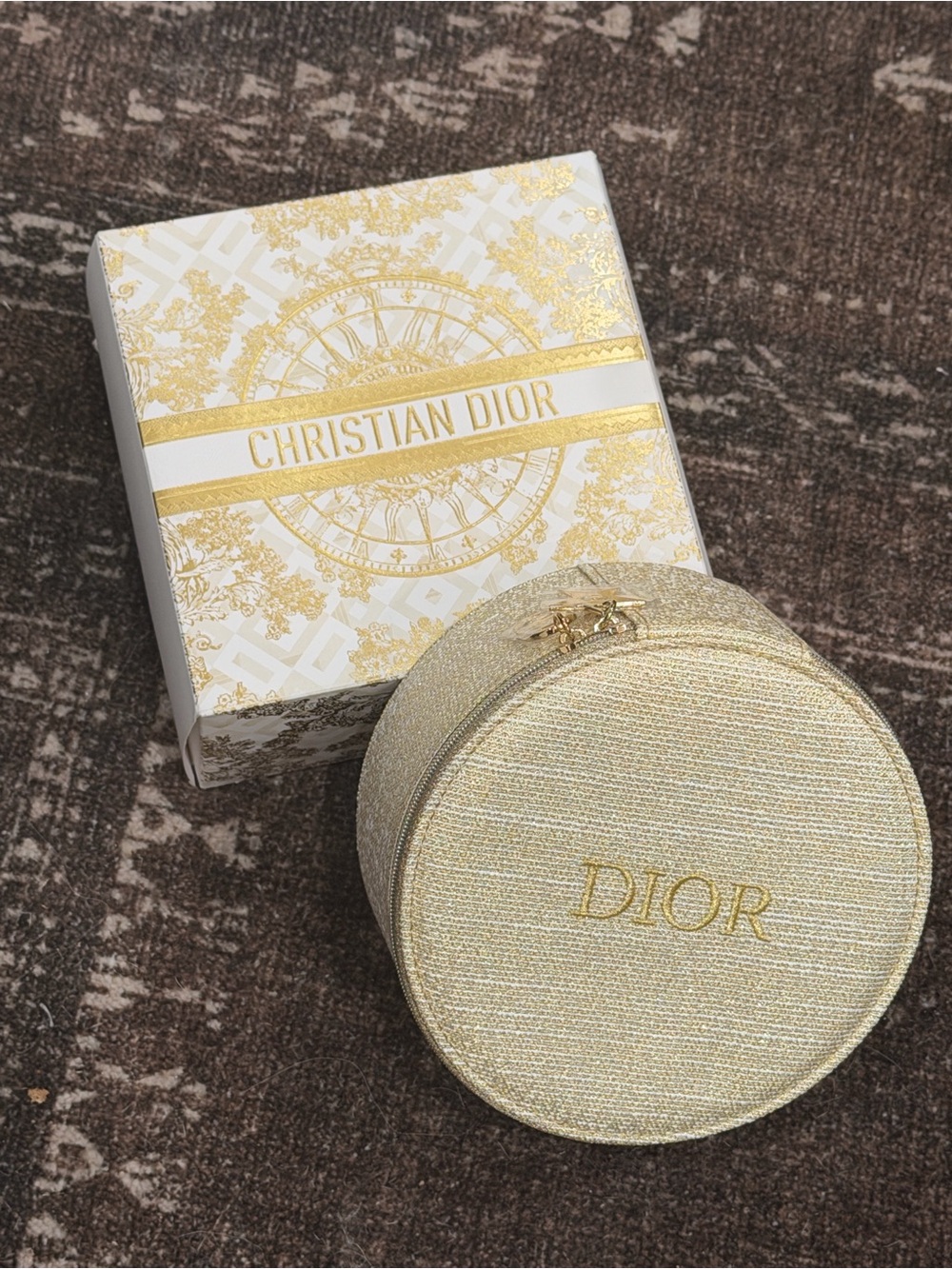 GWP-Christian Dior Gold Round Jewelry Case